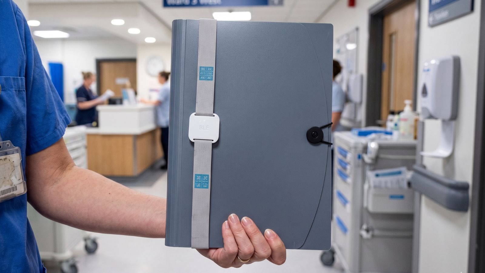 Trackerwave Medical Record Dashboard locating a specific patient file in Consultation Room 3 with movement history